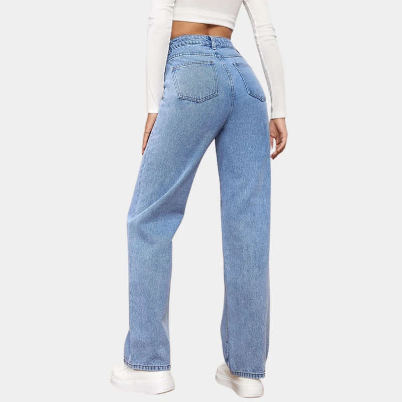 Lara | Damen Hochtaillierte Jeans mit weitem Bein