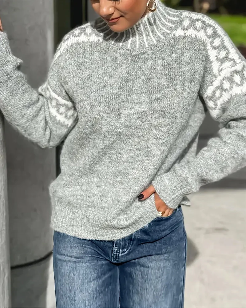 Pauline | Damen Winter Rollkragenpullover mit Muster