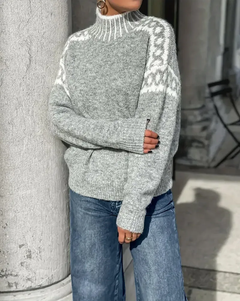 Pauline | Damen Winter Rollkragenpullover mit Muster