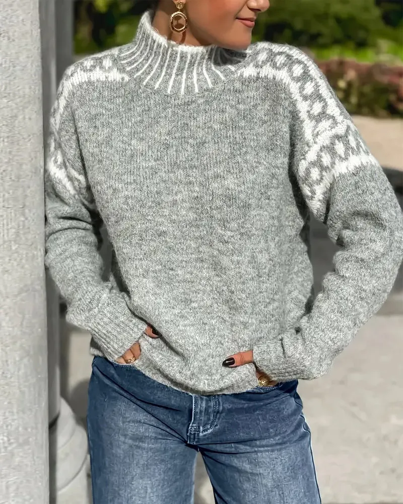 Pauline | Damen Winter Rollkragenpullover mit Muster