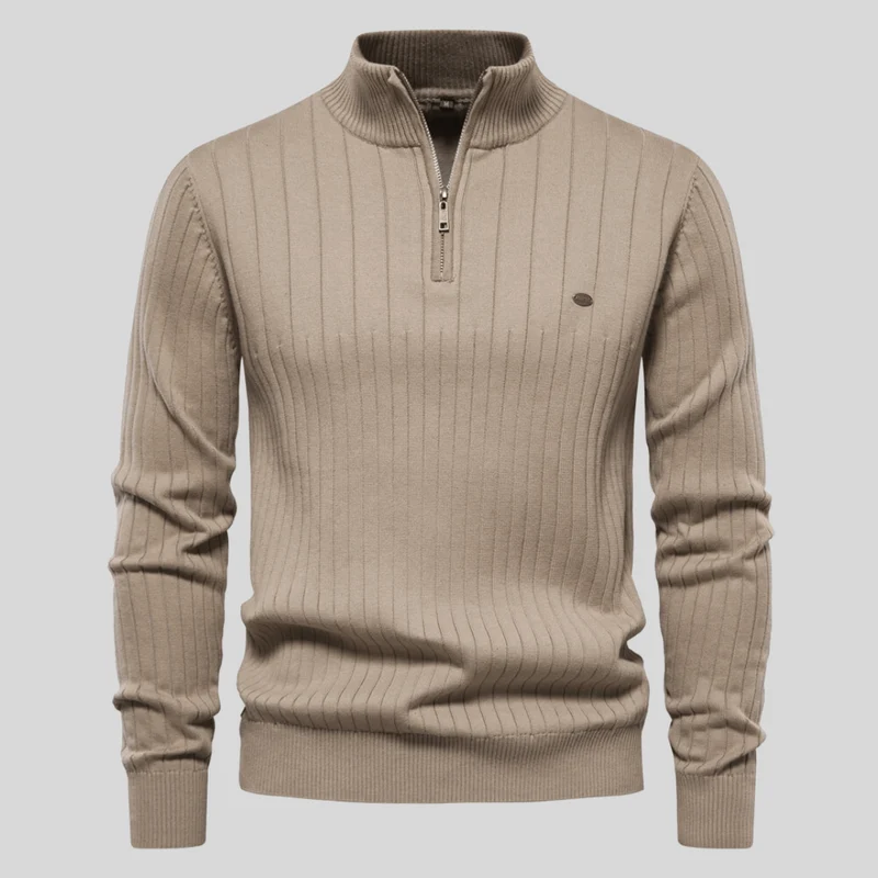 Christoph | Herren Frühlings Half-Zip Rippstrick Pullover