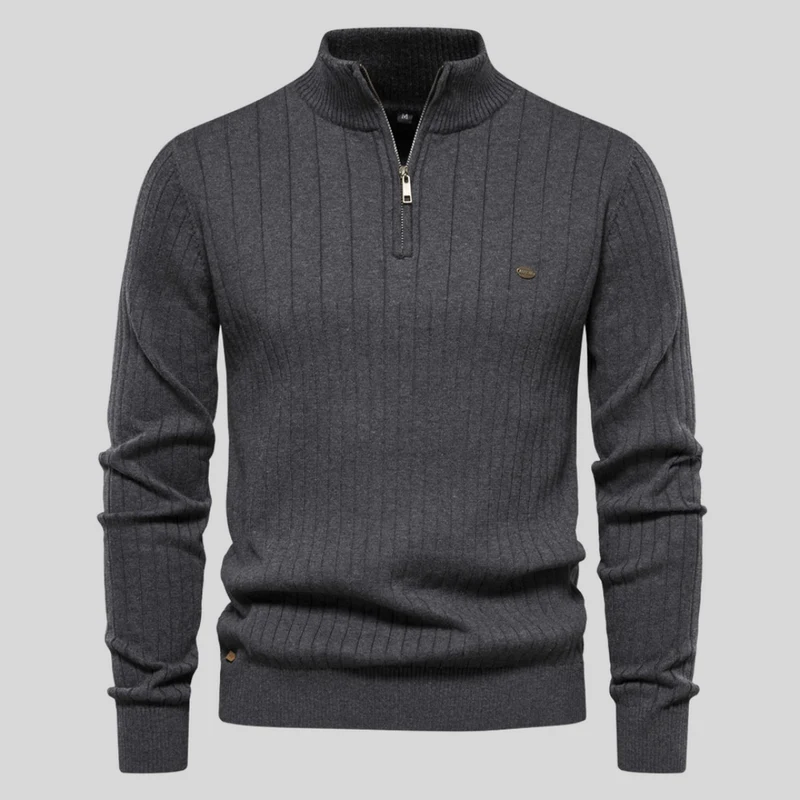 Christoph | Herren Frühlings Half-Zip Rippstrick Pullover