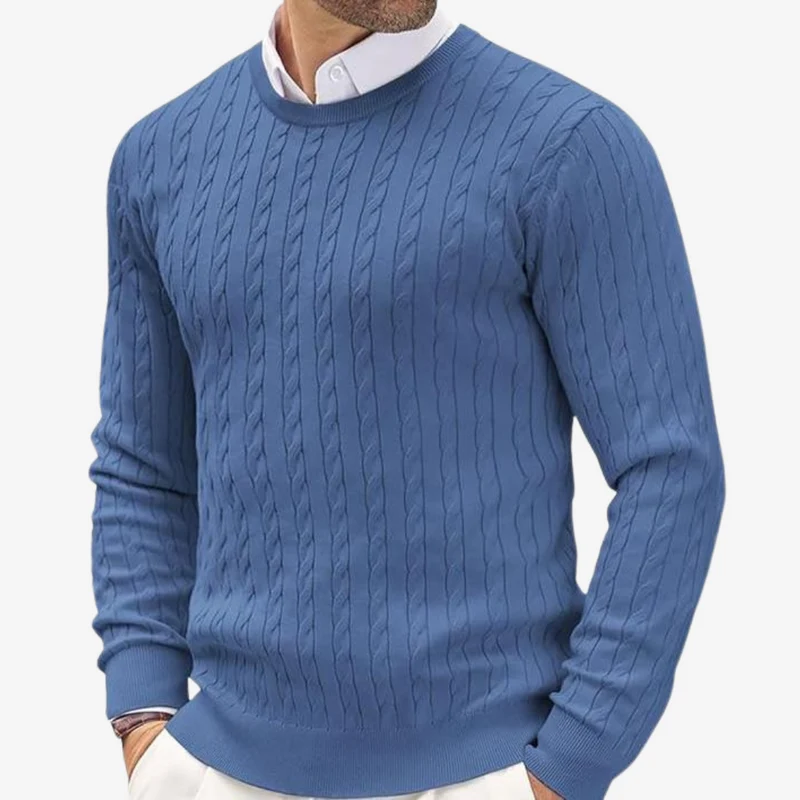 Florian | Herren Frühling Rundhals Strickpullover mit Zopfmuster