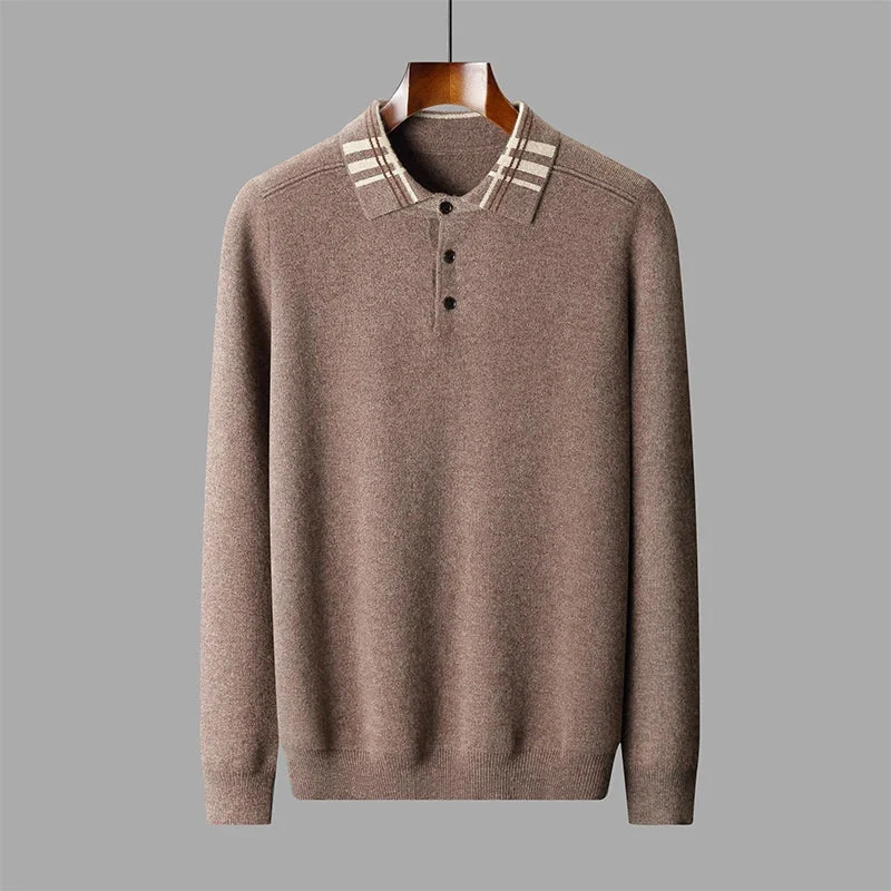 Edith | Herren Winter Klassischer Strick-Polopullover