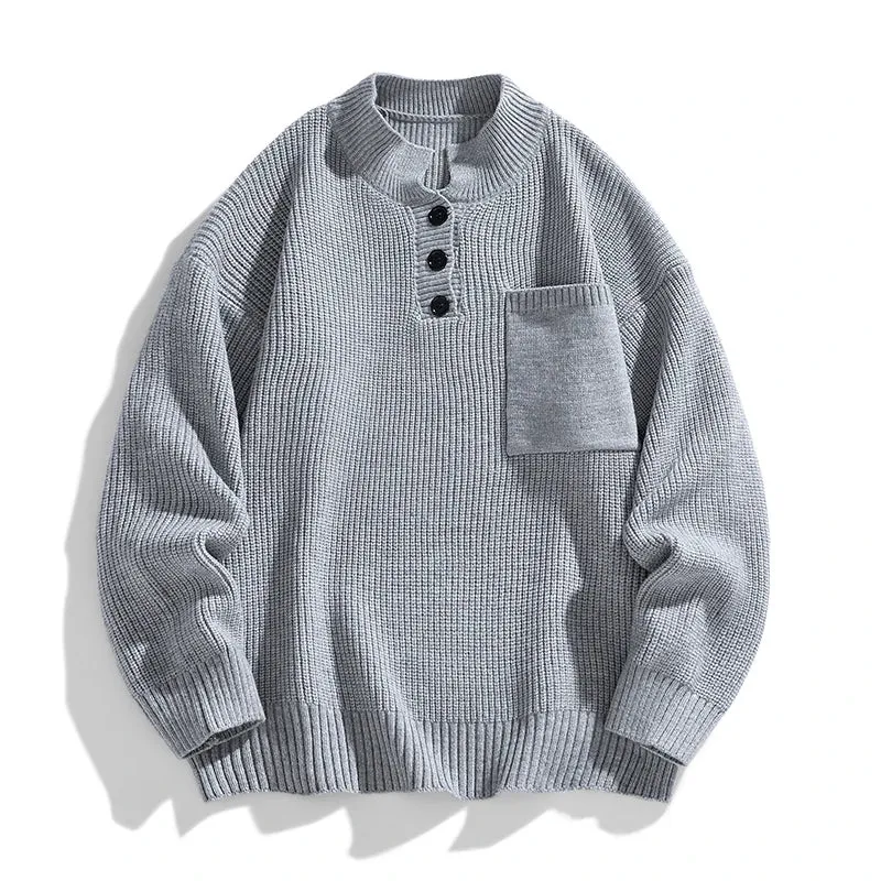 Franziska | Herren Winter-Strickpullover mit Knopfleiste