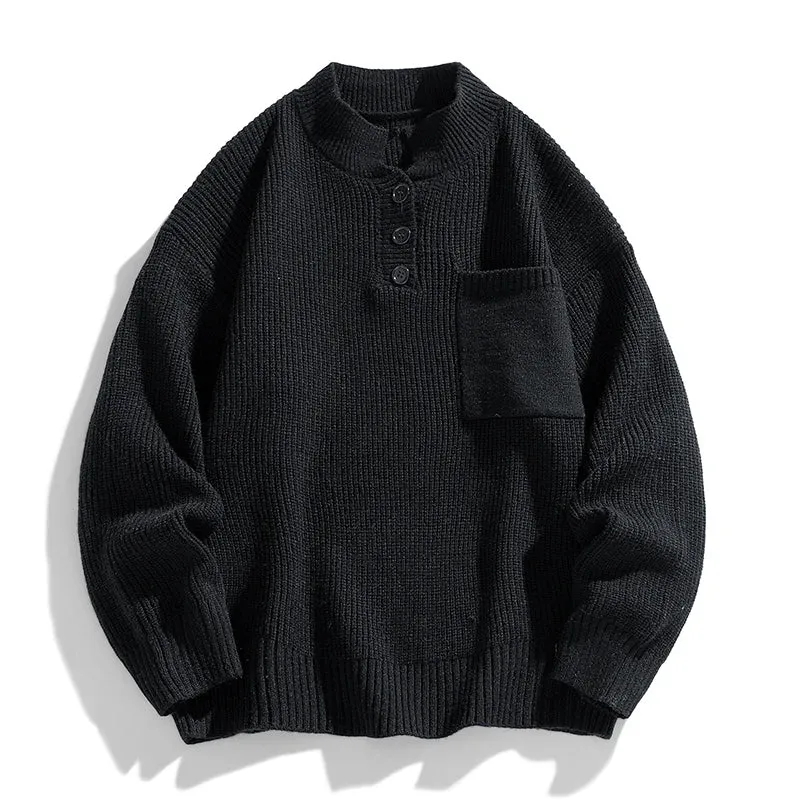 Franziska | Herren Winter-Strickpullover mit Knopfleiste