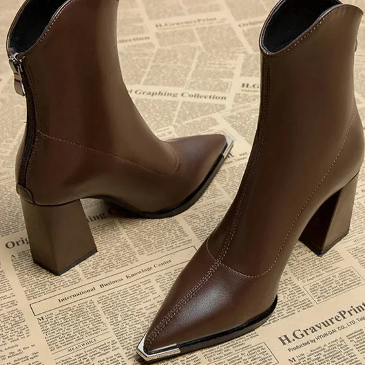 Angela | Damen-Frühjahrs-Stiefeletten mit spitzer Kappe und Absatz