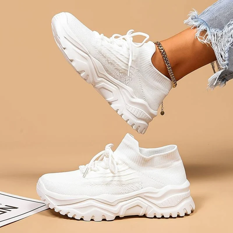 Elke | Damen Strick-Schnürschuhe für Freizeit und Spaziergänge