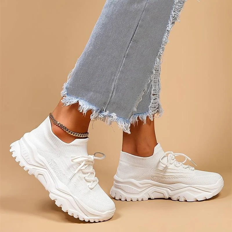 Elke | Damen Strick-Schnürschuhe für Freizeit und Spaziergänge