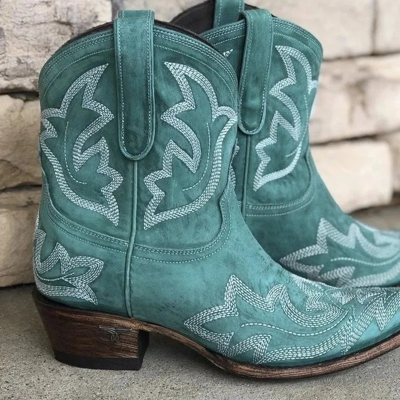 Emma | Damen Stilvolle Cowboy-Stiefel mit Western-Stickerei