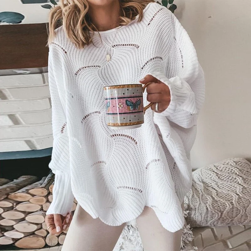 Bettina | Damen Locker Gestrickter Pullover mit Langarm