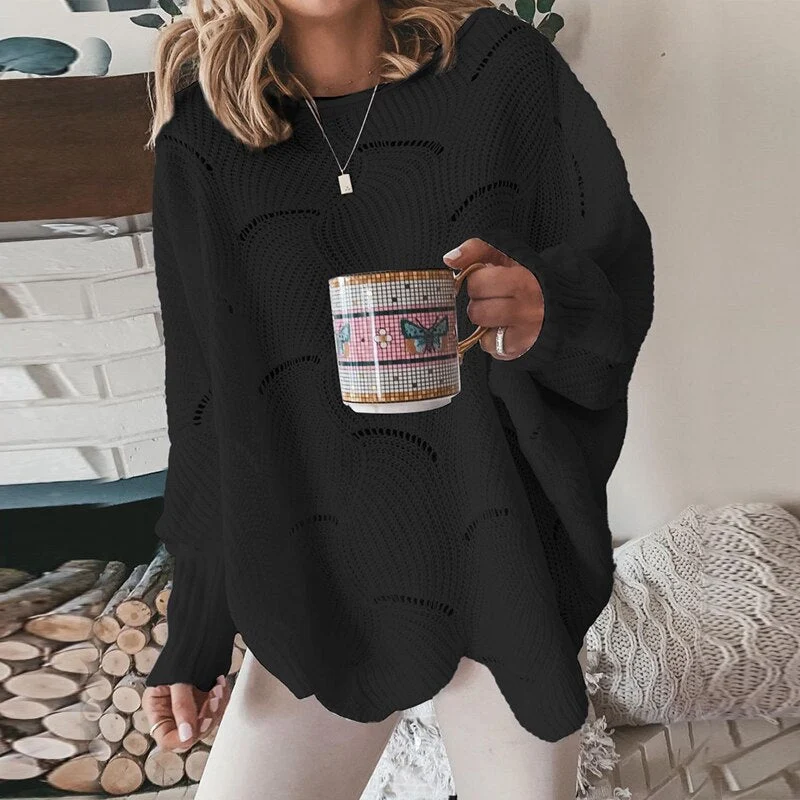 Bettina | Damen Locker Gestrickter Pullover mit Langarm