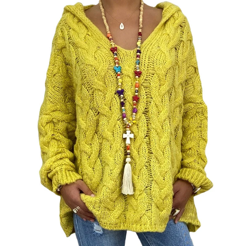 Helene | Damen Winter Zopfmuster-Kapuzenpullover