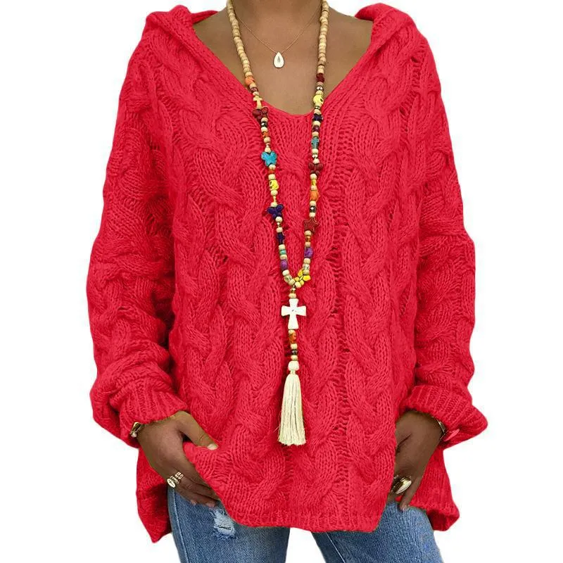 Helene | Damen Winter Zopfmuster-Kapuzenpullover