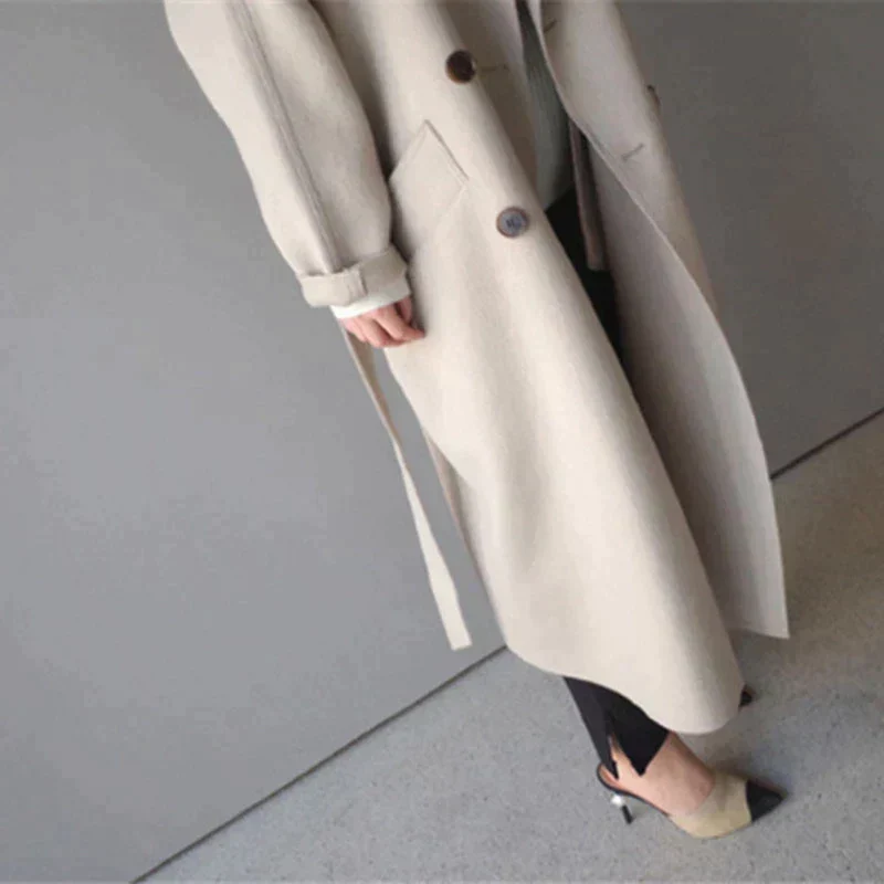 Lydiaa | Damen Oversized Langmantel mit Seitentaschen