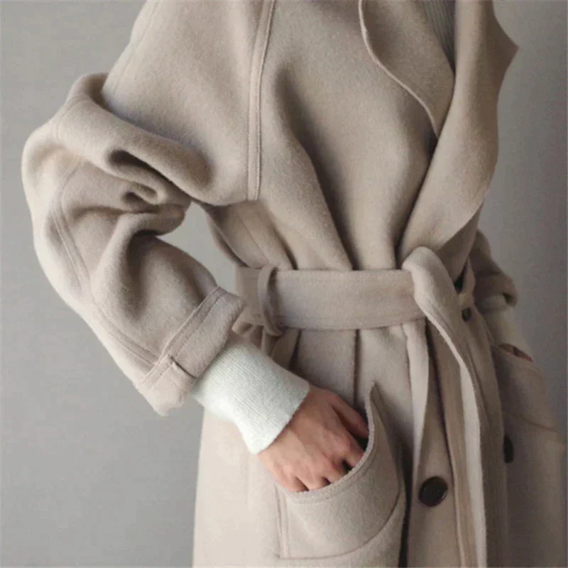 Lydiaa | Damen Oversized Langmantel mit Seitentaschen