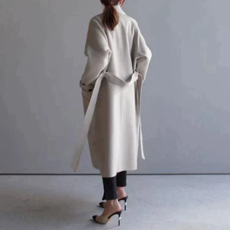 Lydiaa | Damen Oversized Langmantel mit Seitentaschen
