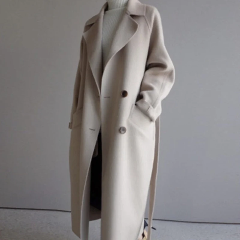 Lydiaa | Damen Oversized Langmantel mit Seitentaschen