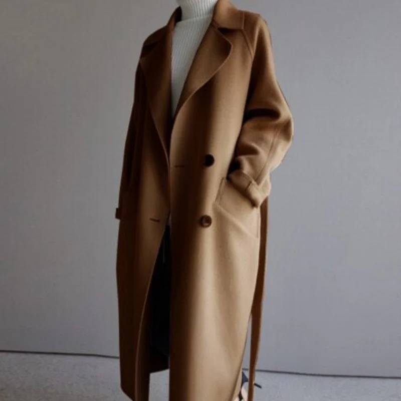 Lydiaa | Damen Oversized Langmantel mit Seitentaschen