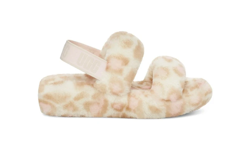 UGG Oh Yeah Pantoffeln mit Panther-Print für Damen – Weiß