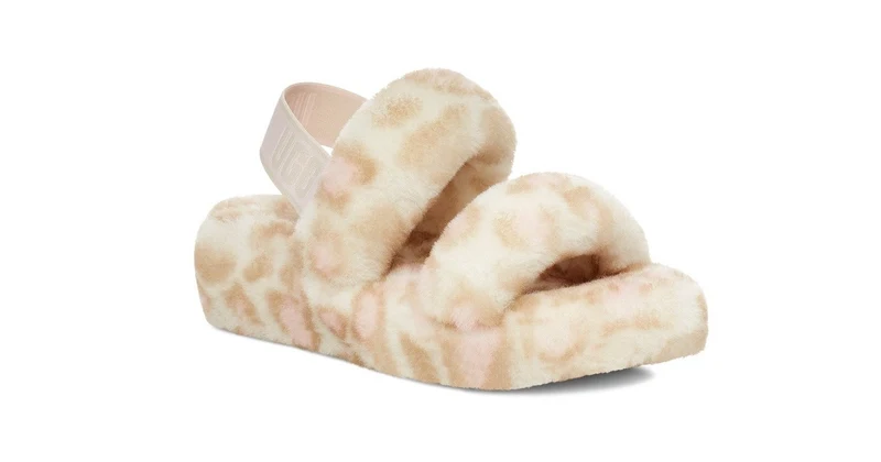 UGG Oh Yeah Pantoffeln mit Panther-Print für Damen – Weiß
