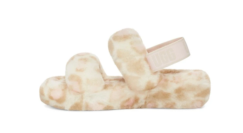 UGG Oh Yeah Pantoffeln mit Panther-Print für Damen – Weiß