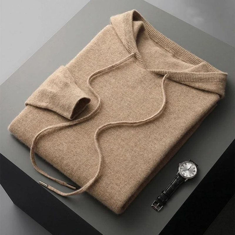 Malte | Herren Lässiger Strickpullover mit Kapuze