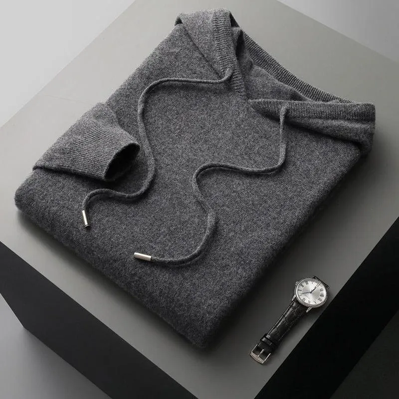 Malte | Herren Lässiger Strickpullover mit Kapuze