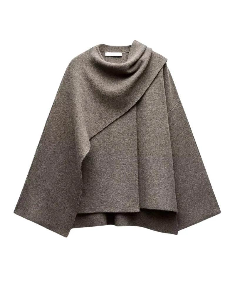 Bettina | Damen Eleganter Drapierter Cape-Mantel