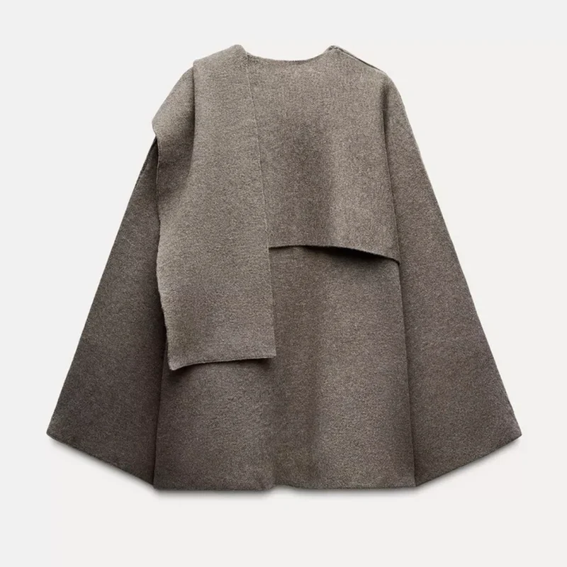 Bettina | Damen Eleganter Drapierter Cape-Mantel