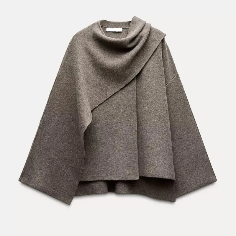 Bettina | Damen Eleganter Drapierter Cape-Mantel