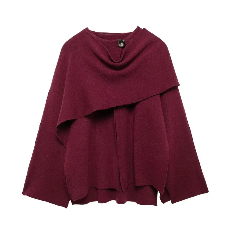 Bettina | Damen Eleganter Drapierter Cape-Mantel