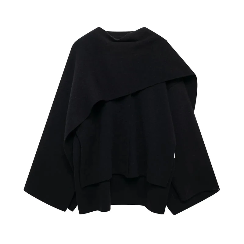 Bettina | Damen Eleganter Drapierter Cape-Mantel