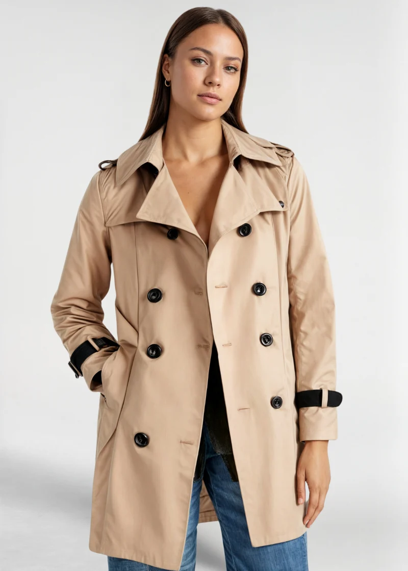 Eva | Damen Wasserfester Langer Wintertrenchcoat mit Knopfleiste
