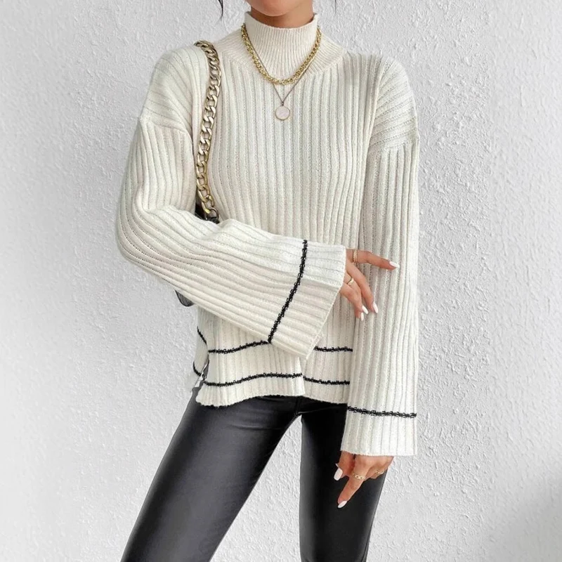 Nadine | Damen Gerippter Rollkragenpullover für den Winter