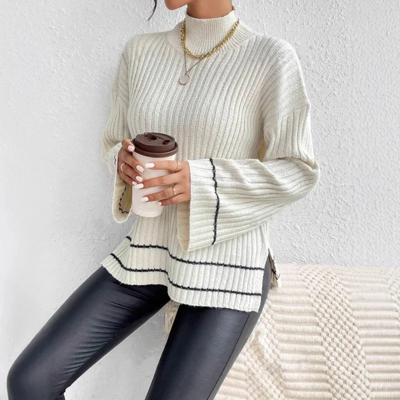 Nadine | Damen Gerippter Rollkragenpullover für den Winter