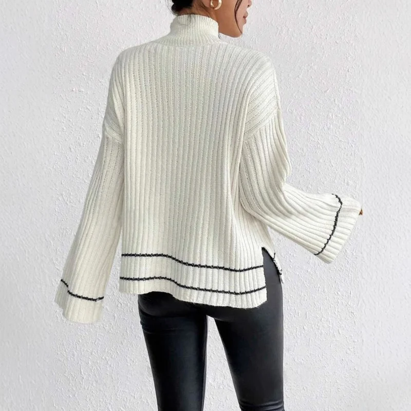Nadine | Damen Gerippter Rollkragenpullover für den Winter
