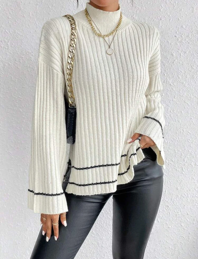 Nadine | Damen Gerippter Rollkragenpullover für den Winter