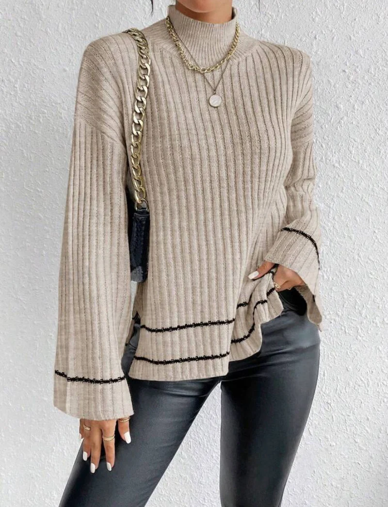 Nadine | Damen Gerippter Rollkragenpullover für den Winter