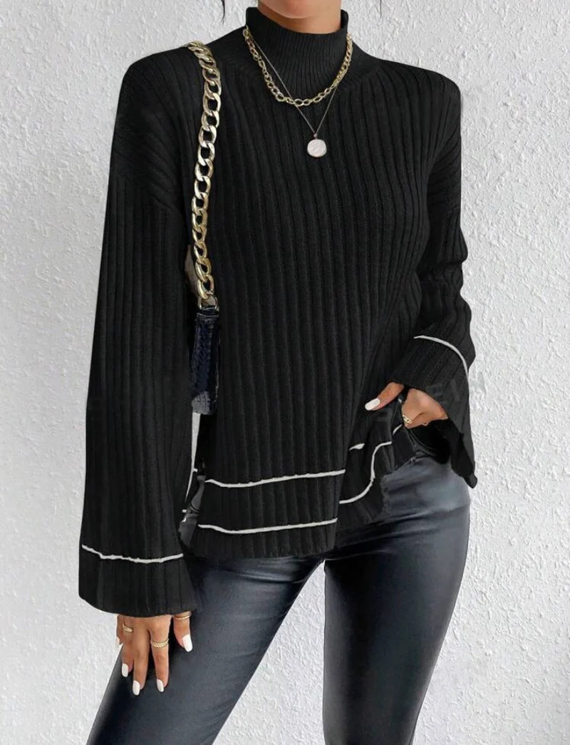 Nadine | Damen Gerippter Rollkragenpullover für den Winter