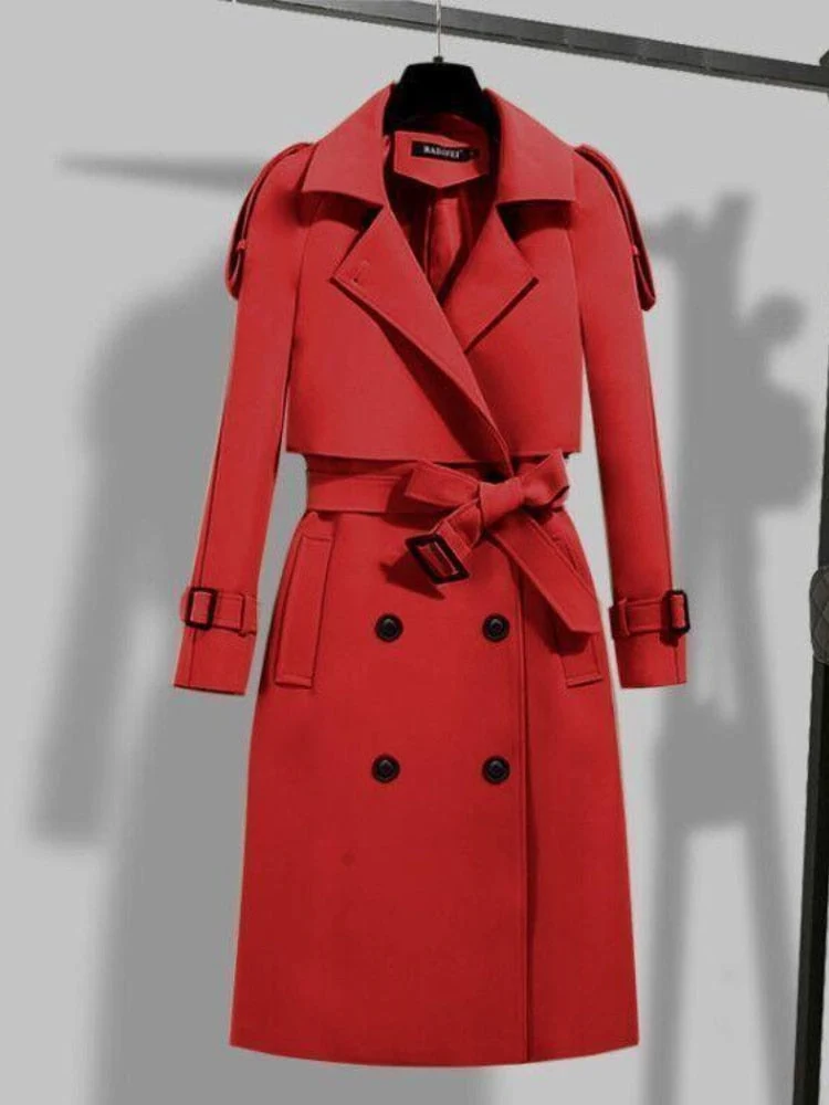 Jana | Damen Moderner Trenchcoat mit Gürtel und Schal