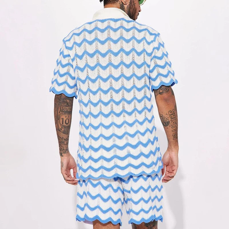 Sommer Set Herren | Polo & Shorts im Wellen-Design