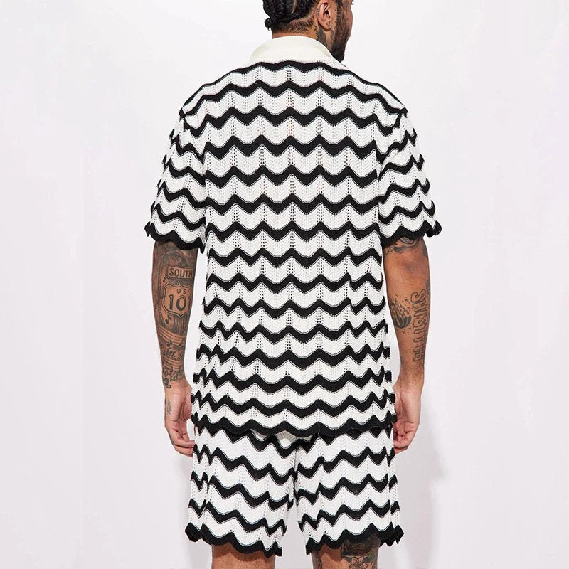 Sommer Set Herren | Polo & Shorts im Wellen-Design