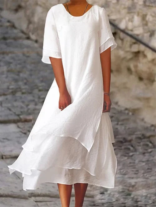 Midikleid Damen | Doppellagiger Saum & Leichter Sommerlicher Schnitt