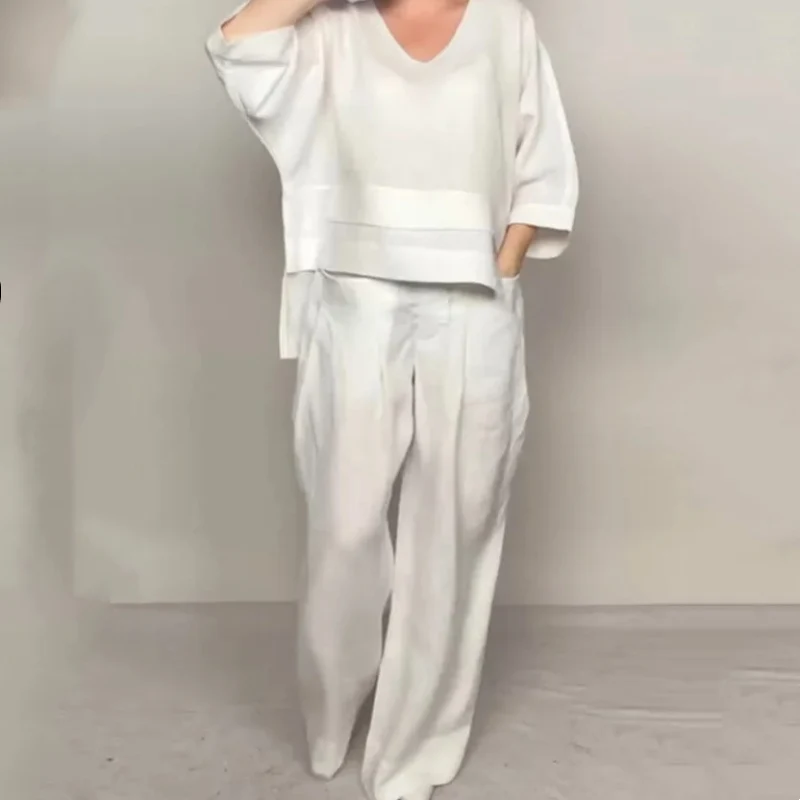 Zweiteiler Damen Sommer | Weites Bein & Minimalistisches Lagen-Design
