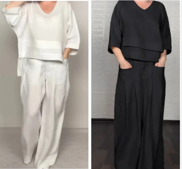 Zweiteiler Damen Sommer | Weites Bein & Minimalistisches Lagen-Design