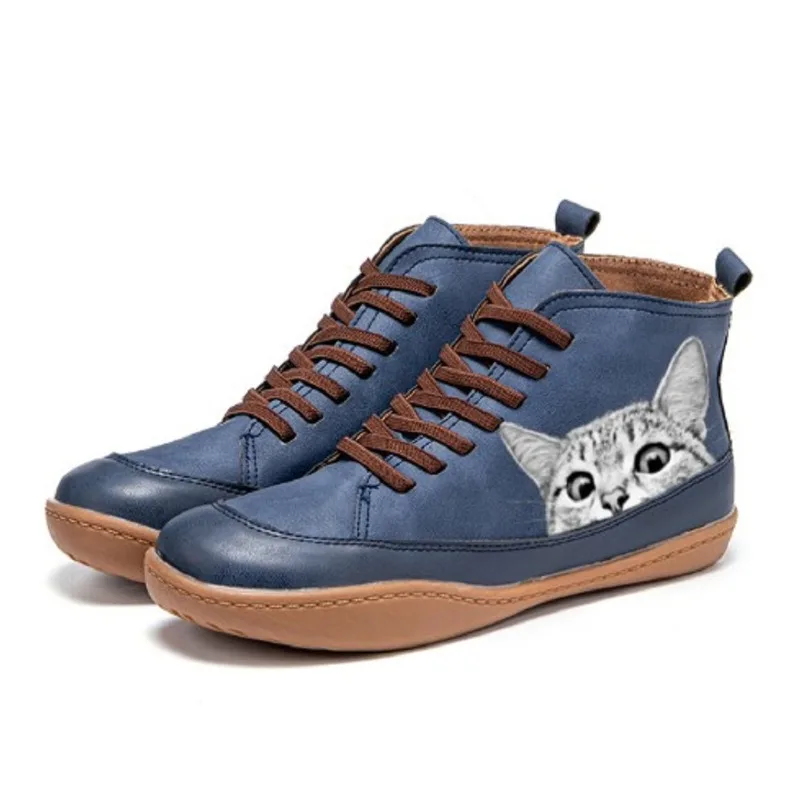 Monika | Damen High-Top Sneaker mit Katzenmotiv