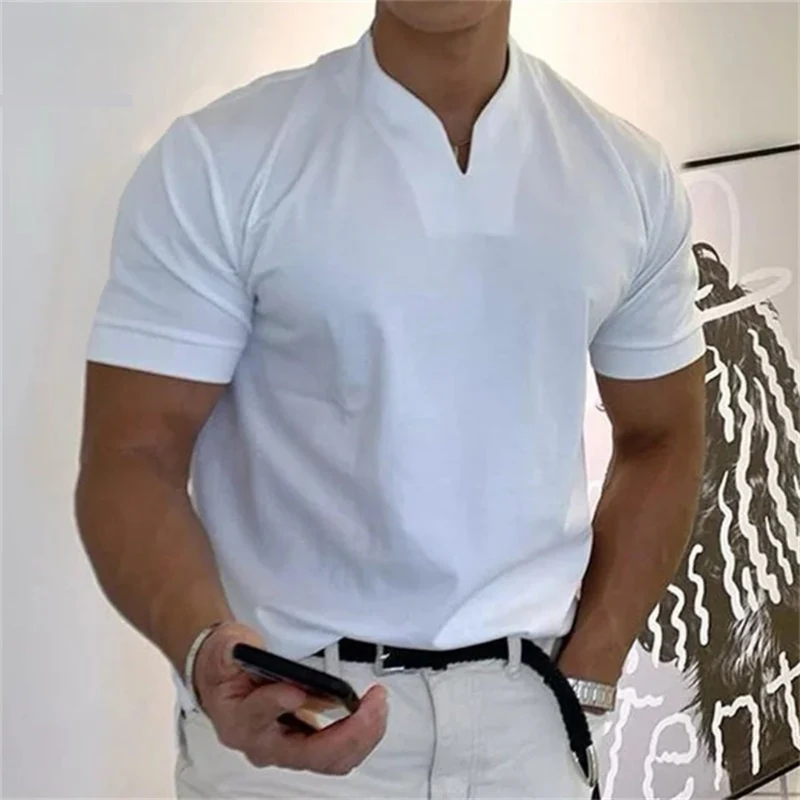 T-Shirt Herren | Slim Fit mit V-Ausschnitt & cleaner Uni-Optik