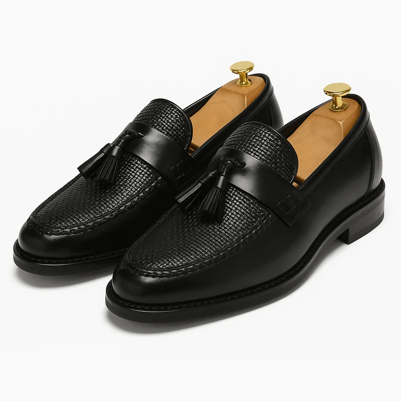 Loafer Herren | Eleganter Tassel-Slipper mit Flechtmuster & Lederbesatz