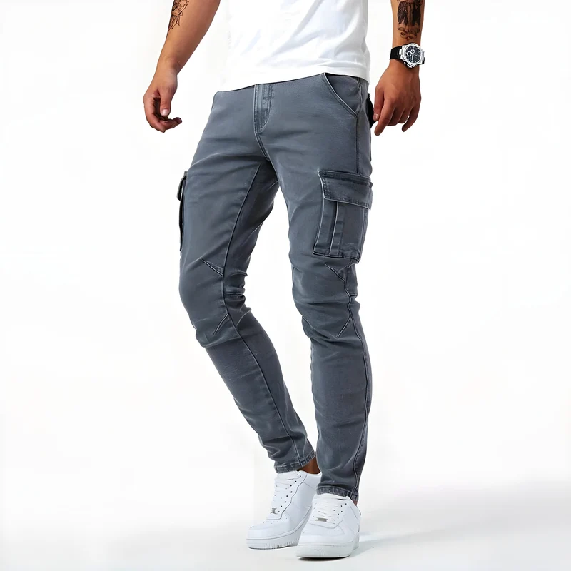 Tim | Herren Trendige Cargohose mit mehreren Taschen und schmaler Passform